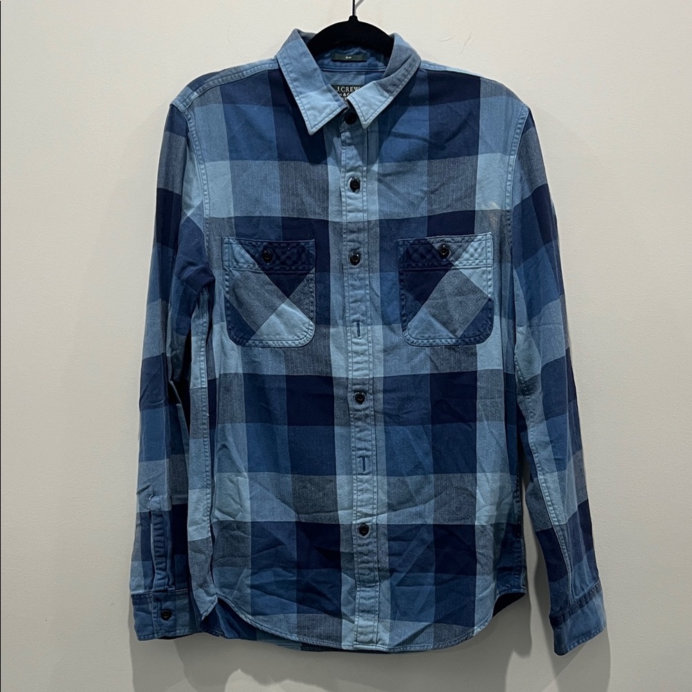 J. Crew Navy and Light Blue Checkered Shirt